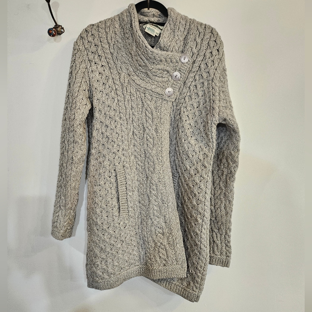 Aran Craft Merino Wool Long Cardigan